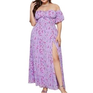 Double Crazy Women’s Plus Size 1X Lavender Floral Dress